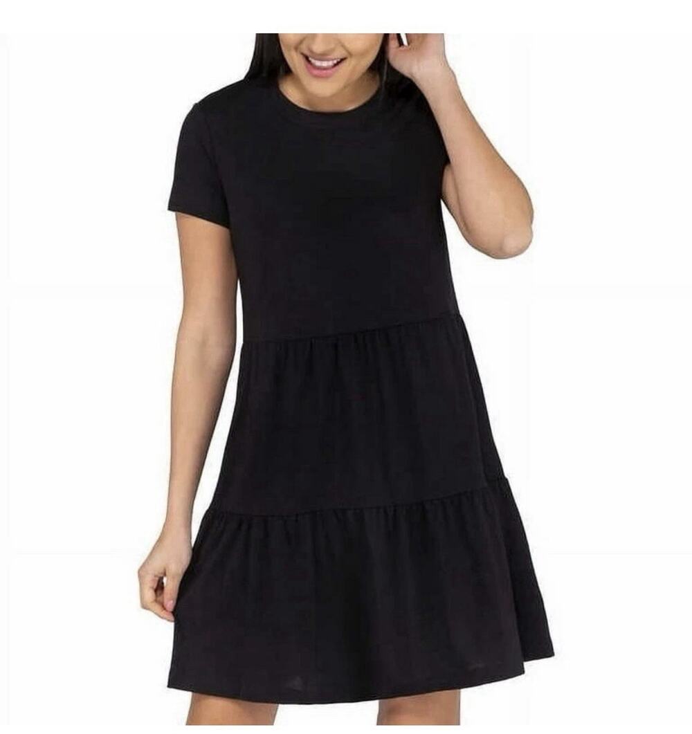 Nicole Miller Women's Tiered Baby Doll Dress Black Sz:S